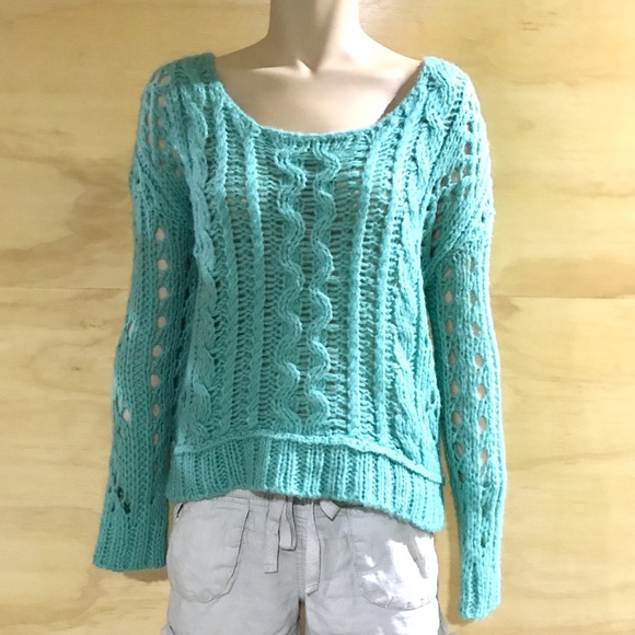 FP Mint Green Fluff Knit Pullover Sweater - Picture 2 of 8